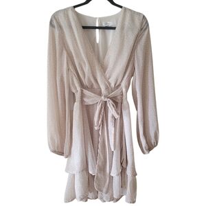 Japna Cream Babydoll Chiffon Mini Dress Size‎ XL